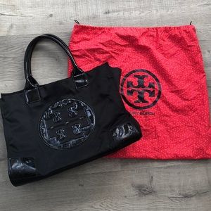 Black Ella Nylon Tory Burch Tote